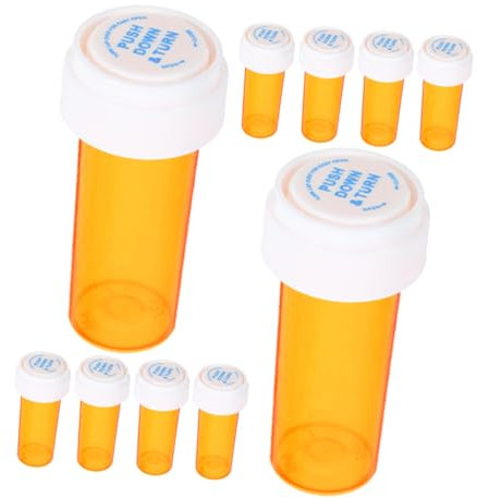 ZUNOXAZ 10pcs Empty Plastic Sample Bottles Carrying Case Tablet Pill Bottle for Travel Essentials Medicine Organizer Screw Cap Portable Pill Case for Travel Capsules