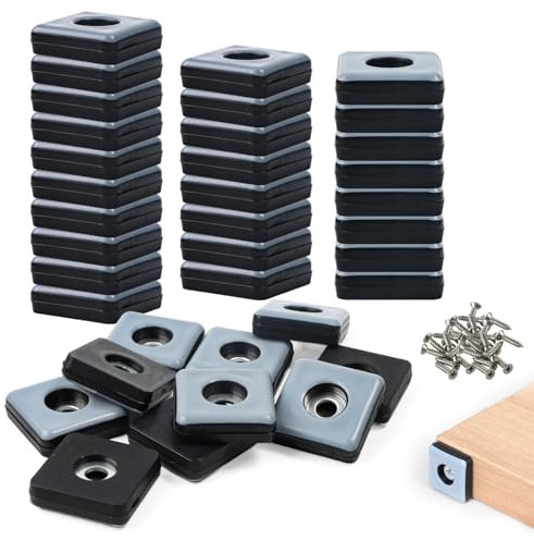 Yooyan 36 Stück 25mm Teflongleiter Quadratisch, Teflongleiter zum Schrauben, mit 36 Edelstahlschrauben Teppichgleiter Gleiter für Schwere Möbel, Sessel Stuhlbeine