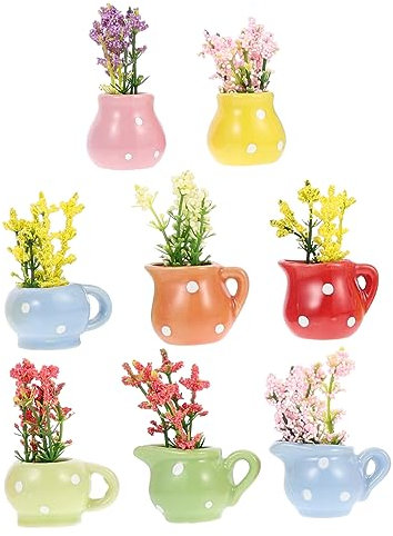 Toddmomy 8 Pièces Aimants Réfrigérateur Céramique Forme de Vase de Fleurs Décorations Magnétiques Adorables pour Cuisine et Frigo Design de Pot de Fleurs Simulé Couleur