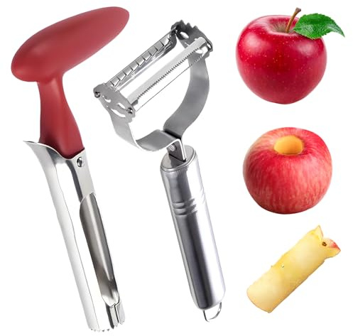Apfelentkerner, Doppelseitige Skinner, Apfelschneider Mit Ergonomischem Griff, Effizientes Entfernen Von Kernen für äpfel, Birnen und Paprika, Entkerner für Obst und Gemüse