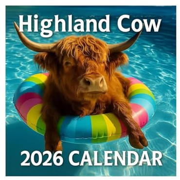 Highland Cow Kalender 2026, Niedlicher 12-Monats-Kalender Mit Schottischem Hochlandrind-Motiv 12 -monatige Kalenders, Rustikaler Bauernhaus Wandkunst & Monatlich