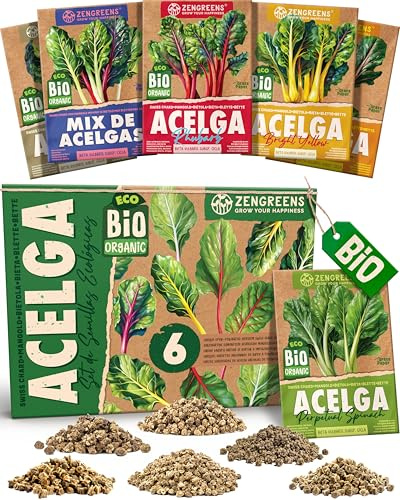 ZenGreens® Kit de Graines de Blette bio - 6 variétés anciennes - Semences | tiges colorées au potager, décoratif & productif, idée cadeau pour jardiniers
