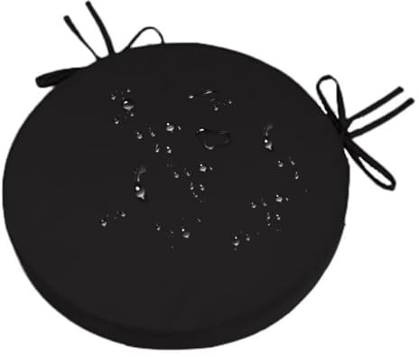 MONDEX Sitzkissen Rund 50 cm Schwarz, 5 cm Dick rutschfest Stuhlkissen Rund mit Bändern, Outdoor Wasserabweisendes Polyester Runde Sitzpolster, Sitzkissen Boden für Küche, Esszimmer, Garten und Café