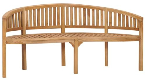 Qnhdfrt Banco de plátano de 180 cm de madera de teca maciza, elegante banco de jardín finamente lijado, robusto banco de madera para terraza y salón, cómodo banco de 180 x 60 x 86 cm