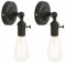 PathsOn Set of 2 Industrial Vintage Loft Coffee Bar Kitchen Metal Wall Sconce Light Edison Lamp Fixture Corridor Wall Lights (Black)