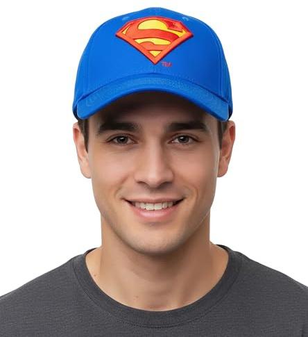Offizielle DC Comics Superman Baseball-Kappe mit Logo – Unisex-Snapback-Cap | Verstellbare Kappe mit Schirm | Streetwear, Einheitsgröße, Blau