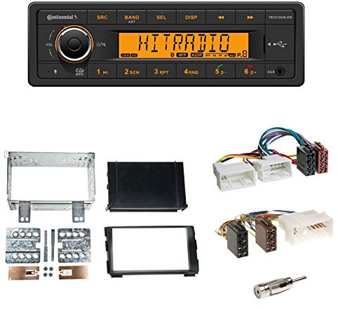 Continental TR7412UB-OR Autoradio Bluetooth USB MP3 + 2-DIN Radioblende + Fach schwarz + ISO Adapter + Antennenadapter kompatibel für Kia CEE´d (ED) 08/2009-05/2012 / CEE´d_sw (ED) 08/2009-08/2012