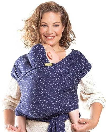 Boba Baby Tragetuch Neugeborene - Elastisches Babytragetuch und Stilltuch für Unterwegs - Einfach zu binden - Babytrage Neugeborene ab Geburt bis 16kg (Plum Ikat)