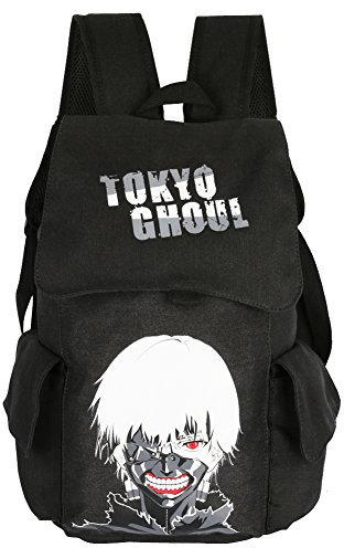 INNTURT Klassischer Ken Kaneki Rucksack aus Segeltuch, Schwarz, Large, Rucksack Rucksäcke