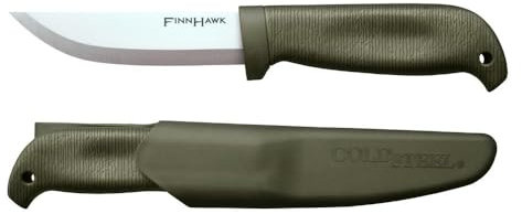 Cold Steel, Finn Hawk, Outdoormesser, Drop Point Klinge, TPR Griff, Satin Finish, 4116 Klingenstahl, scharfes Messer für Abenteuer, Outdoor liebhaber, Outdoor tool