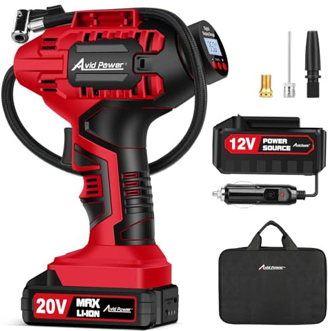 AVID POWER Cordless Tire Inflator Portable Air Compressor 20V Battery Pump