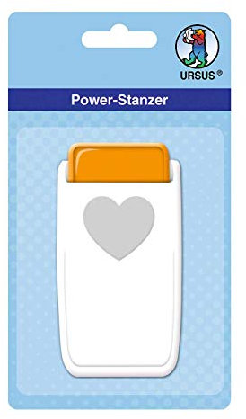 Ursus 19750001 - Power Stanzer mittel, Herz, Motivbreite ca. 2,5 cm, aus Kunststoff mit Metallstanze, für verschiedene Papierstärken und andere Materialien