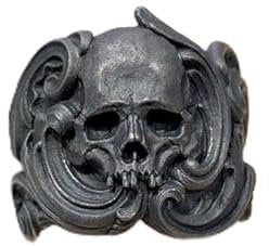 DAOMEI Männer Calvarium Totenkopf Ring Schwarzer Ring Gothic Biker Motorrad Band Frauen Männer Schmuck Geschenk