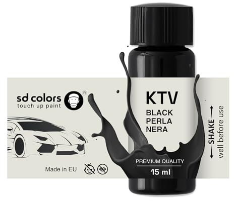 SD COLORS Pintura de retoque negra PERLA NERA KTV, 15 ML, para reparación de arañazos, código de color, color negro