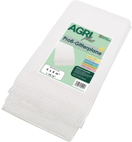 AGRI Plus Bâche grillagée Professionnelle 6 x 8 m I Film de Jardin Stable 220 g/m² avec Bande à œillets I et indéchirable pour Une Utilisation en extérieur à Long Terme I Résistant aux UV
