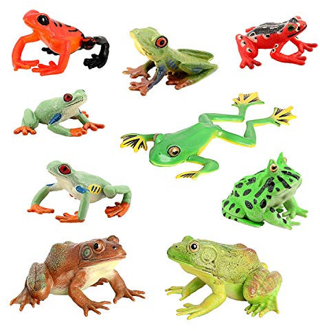 JOKFEICE Tierfiguren 7 Stück Realistische Kunststoff Frosch Familie Set Beinhaltet Bullfrog, Baum Frosch etc. Wissenschaft Projekt, Lernen Pädagogisches Spielzeug, Geburtstag Geschenk für Kleinkinder