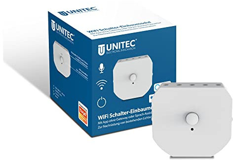 UNITEC WiFi Touch Schalter, Steuerung über Smartphone, Tablet oder Sprachassistent, Touch-Funktion, Memory-Funktion, integrierte Beleuchtung, weiß
