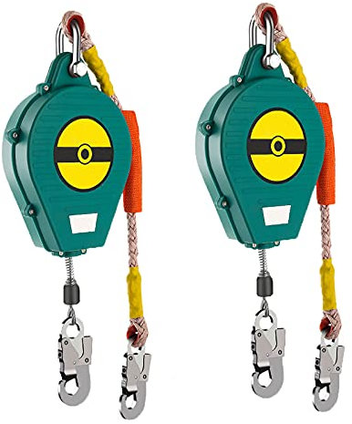 LXX Absturzsicherung Gurt Einziehbar, Fallschutz Auffanggerät mit Stahlseil und Haken, Einziehbares Höhensicherungsgerät für Dach und Gerüst, 3m/5m/7m/10m/15m/20m, Belastung: 150kg, 2pcs