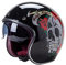 Jethelm Erwachsener Motorrad Roller Offenes Helm Motorradhelm Scooter-Helm, Jethelm Herren & Damen Atmungsaktiver Mopedhelm,ECE 22/05, Abnehmbarer Schirm,Black skull,L