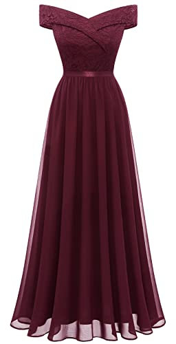Bbonlinedress Robe de Promo Cocktail Soirée Demoiselle Honneur Robe de Fête Cérémonie Anniversaire pour Bal Mariage Burgundy L-2