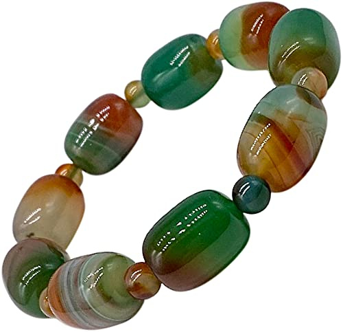 Dam-agat stretch andligt armband – naturstensmycken för damer – pärlstav kristall boho-stil handgjort armband – med presentask (påfågelagat)