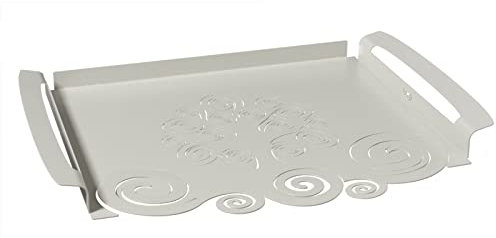 Arti & Mestieri Albero della Vita - Vassoio Piccolo di Design 100% Made in Italy - in Ferro, 37 x 25 cm (Avorio)