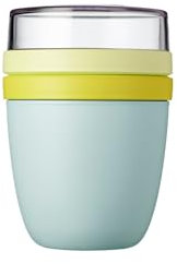 Mepal - Fiambrera Ellipse - Práctico Vaso para Yogur y Muesli - Compartimentos separados para Porta Alimentos - Apto para Congelador, Microondas y Lavavajillas - 500 ml + 200 ml - Lemon Vibe