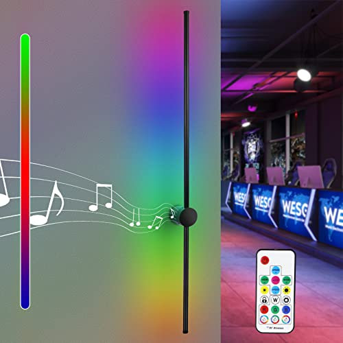 ZMH 2ER Wandleuchte innen Wandlampe RGB - Led 100CM Musik Bar Dimmbar Beleuchtung aus Aluminium mit fernbedienung Schwarz 8W Modern Wandbeleuchtung für Restaurant Hotel Schlafzimmer Wohnzimmer