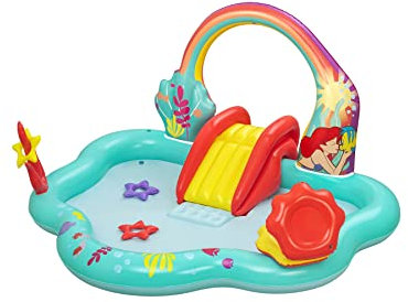 Bestway Disney Little Mermaid Play Centre, Inflatable Water Play, Garden Water Play Toys, Water Slide with Repair Patch