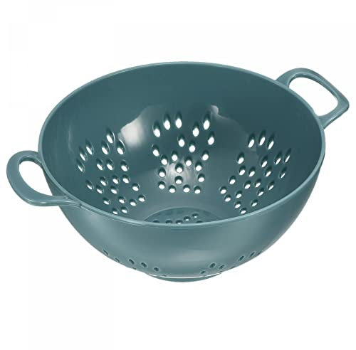 sourcing map Mini Food Colander with Double Handles, Rice Washing Strainer Plastic Fruit Pasta Drainer, Kitchen Food Mesh Colander for Vegetable Fruit-Light Blue