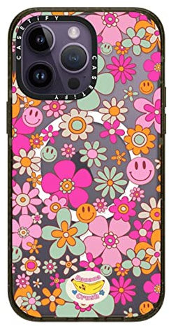 Casetify Impact iPhone 14 Pro Max Hülle [4X Militärqualität Falltest / 2,5 m Fallschutz / kompatibel mit Magsafe] – Rillenmuster klar – Glänzendes Schwarz