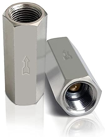 Joywayus Luft-Rückschlagventil G1/4 Zoll Innengewinde volle Anschlüsse One Way Silber Wasser Messing Rückschlagventil (2 Stück)