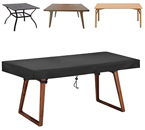 Tischplattenhülle Tischplatte Schutzhülle, Gartenmöbel Abdeckung, 420D Oxford Abdeckung Gartentisch Abdeckung Wasserdicht Winddicht Schwarz Für Gartentische Terrassenmöbel (92*92*10cm)