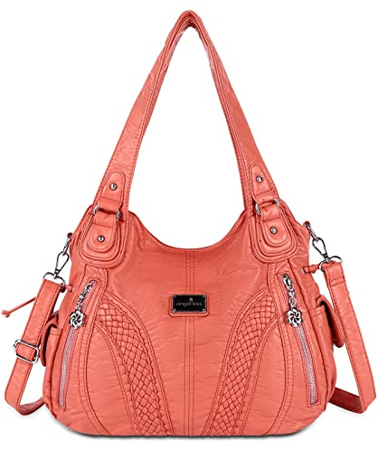 angel kiss Handtasche Damen Schultertasche Multifunktionale Umhängetaschen Wasserdicht PU Veganes Leder mit Reißver Schlusstaschen…
