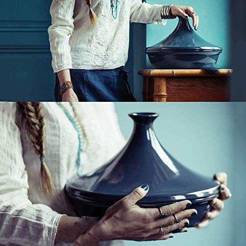 Casserole Dishes with Lids Ceramic Pots with Lid, Tagine Cooking Pot with Lid Scratch-Resistant (Blue)