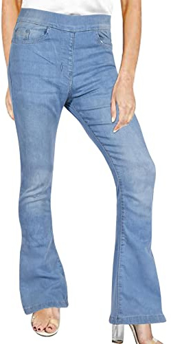 A2Z Ladies Denim Jeans Comfort Stretch Flared - JeansJN36 Light Blue 16