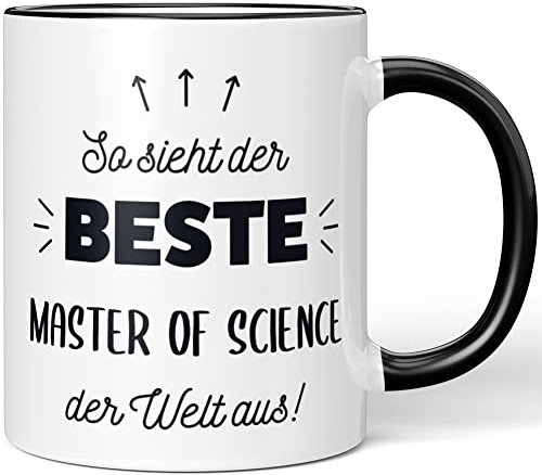 JUNIWORDS Tasse, So sieht der beste Master of Science der Welt aus!, Schwarz (5863215)