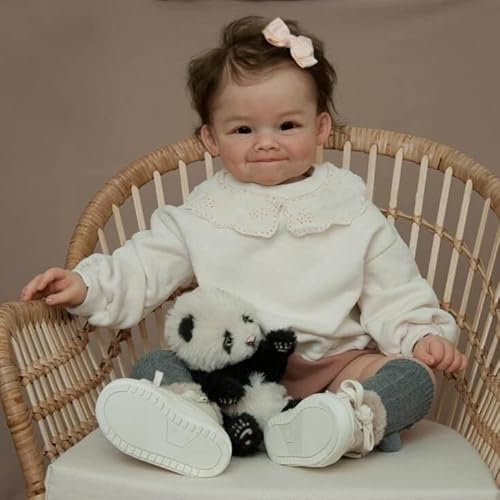 KIGKYO Reborn Baby,Realistische wiedergeborene Babypuppen die echt aussehenweiches Silikon gewichtete Neugeborene Bebe Wiedergeburt Lächeln Babys Puppe