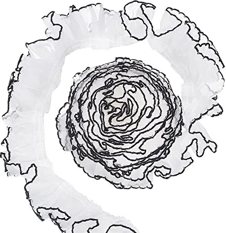 FINGERINSPIRE 6 Yard Gekräuselter Plissierter Spitzenstoff 40 mm Breit Organza Spitzenbesatz Polyester Schwarz Weiß Passendes Spitzenband Gewelltes Band Für Kleiderkragen Kopfbedeckungen