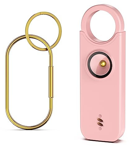 ORIA Persönlicher Alarm, Taschenalarm Wiederaufladbar, Taschenalarm Schlüsselanhänger mit LED Lampe, Sicherheit Schlüsselanhänger, 135dB Panikalarm, Schrillalarm für Frauen Senioren Kinder - Rosa