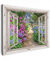 MuchoWow© Wandbilder 70x50 cm Schlafzimmer Home Deko Wohnung Bild Wohnzimmer Fotoleinwand Wand Bilder Leinwand Wall Decor Hortensie - Fensterblick - Blumen - Sommer - Lila - Weg