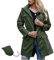 Durio Veste de pluie pour femme imperméable et respirante avec capuche, légère et pliable, veste d'extérieur avec cordon de serrage réglable, vert foncé, XXL