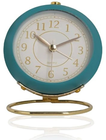 HERCHR Kleine Tischuhr, Nachttischwecker, Klassisch, Geräuschlos, Kein Ticken, Tischwecker, Batteriebetrieben, Schreibtischuhr Für Schlafzimmerdekoration(Blau)