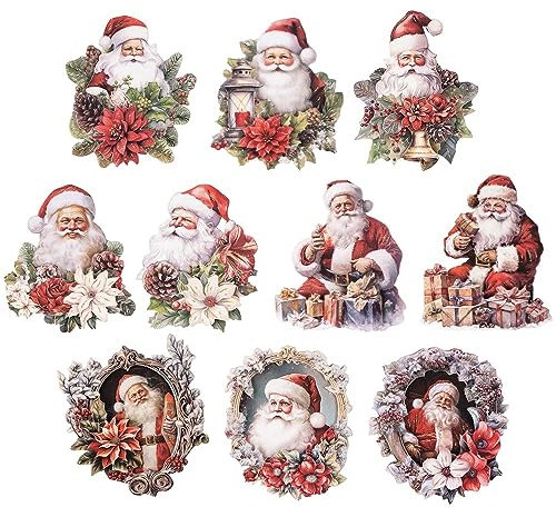 Ideen mit Herz 3-D Motive, ausgestanzt, ca. 7-10 cm, 10 Stück im Beutel | Bilder zum Basteln & Dekorieren | Grußkarten selber machen | Bildmotive für Scrapbooking & DIY-Deko (Weihnachtsmann)