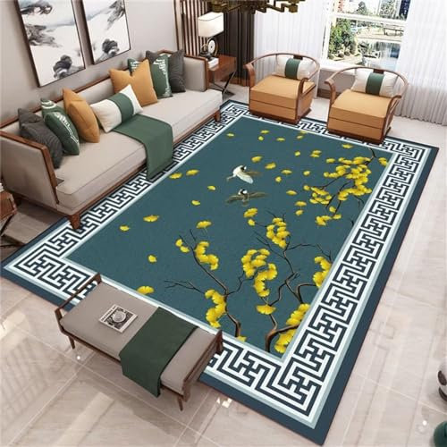 Kunsen Tapis Sol Le Style Chinois Tapis Epais Vert Grand Tapis Tapis chambre80X160CM