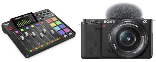 RØDECaster Pro II Alles-in-1 Produktionslösung für Podcasting & Sony Alpha ZV-E10 | APS-C spiegellose Vlog-Kamera Schwarz + SEL1650 Objektiv