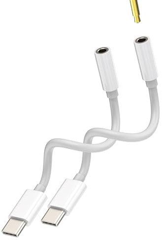 Lot de 2 adaptateurs USB C vers Jack 3,5 mm pour Apple iPhone15 Pro Max Plus Mini pour iPad Compatible avec Samsung DAC Casques Audio Voiture Accessoires Casque Type C Câble Type C Auxiliaire