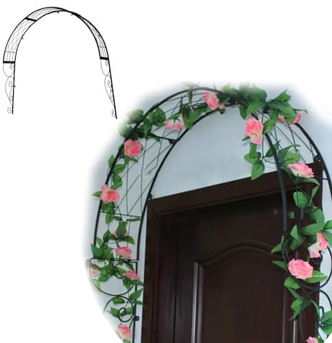 SKINII Arco de jardín de Metal, Enrejado de Arco de Escalada para jardín, Arte de Hierro, Arco de Rosas de diseño rústico Retro, para Ventana, Puerta, balcón, Soporte para trepar Plantas para Hiedra