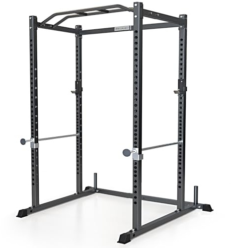 Iron Crush i200 Power Rack – Multifunktionales Kniebeugengestell mit soliden Sicherheitsstangen und J-Haken – optionaler Lat-Pulldown, Landmine-Aufsätze – Home Gym Power Cage Bench Rack (nur Power