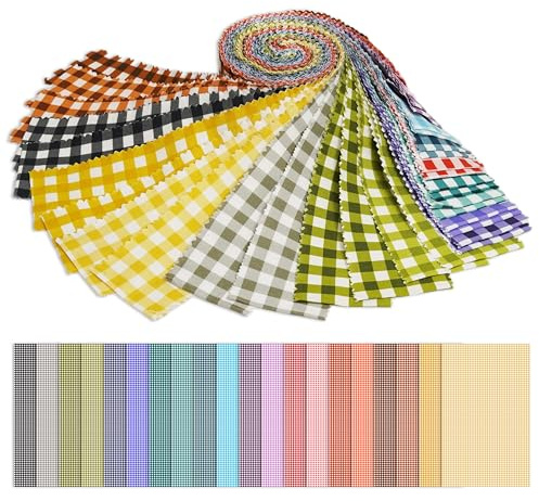 Soimoi 40 Pièces De Tissus Prédécoupés En Coton Imprimé Vichy Pour Bandes Artisanales De Courtepointe 2,5 X 42 Pouces Rouleau De Gelée